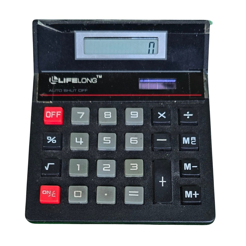 Lifelong Desktop Calculator Dual Power Solar Battery 8 Digit Black Auto Shut Off